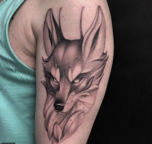 Black And GrayNeo Traditional Fox Tattoo on Arm