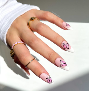 Butterfly French Tip Nails