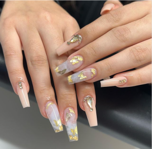 Gold Butterfly Nails