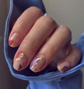 Gold Foil Butterfly Nails