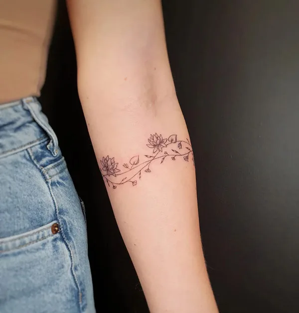 July birth bloom armband tattoo