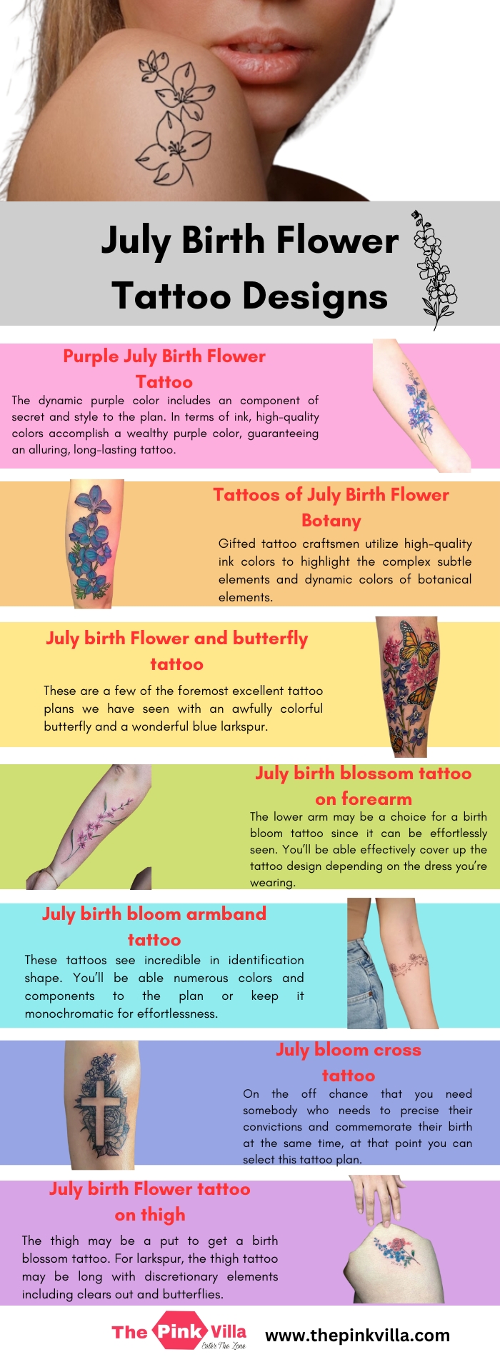 July Birth Flower Tattoo Designs