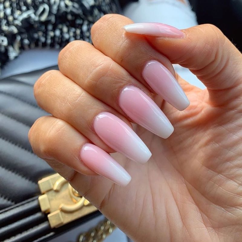 Ombre Nails in White and Pink