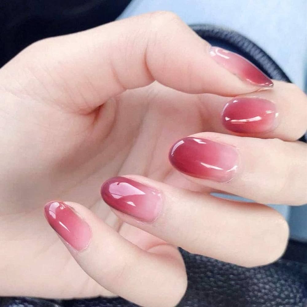 Pink Ombré Red Nails