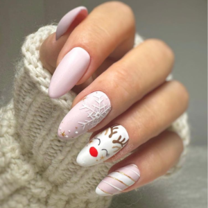 Pink Rudolph Nails