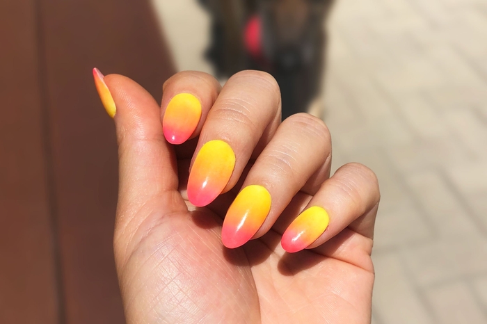 Pink and Yellow Ombre Nails