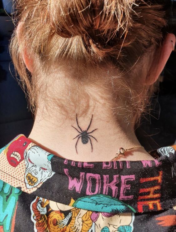 Spider Tattoo on the Back Neck