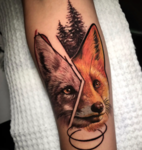 Unique Custom Fox Tattoo on Forearm