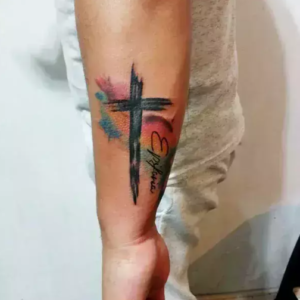Watercolor Cross tatto