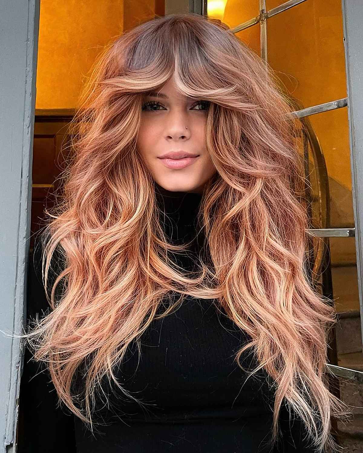 Chunky Curtain Bangs for long Layered Hair