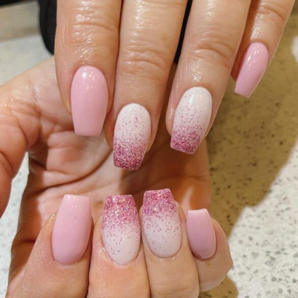 Pink and White Ombre Nail Designs
